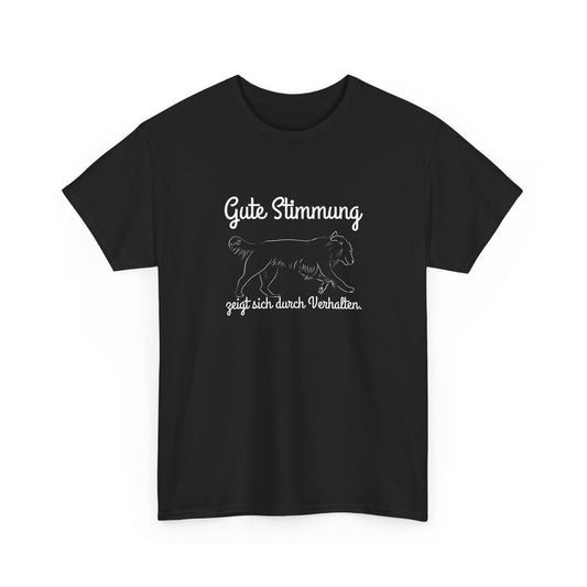 T-Shirt Baumwolle Gute Stimmung zeigt sich durch Verhalten schwarz.