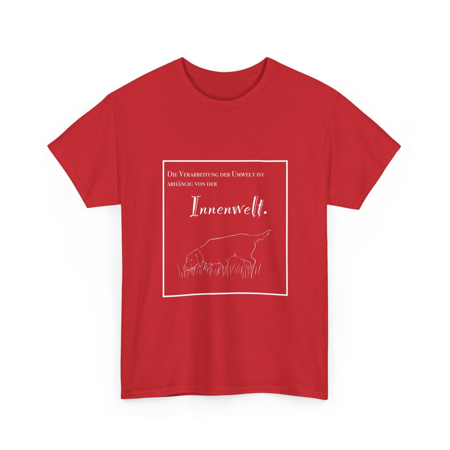 T-Shirt Baumwolle Statement und Zeichnung Jagdhund rot.