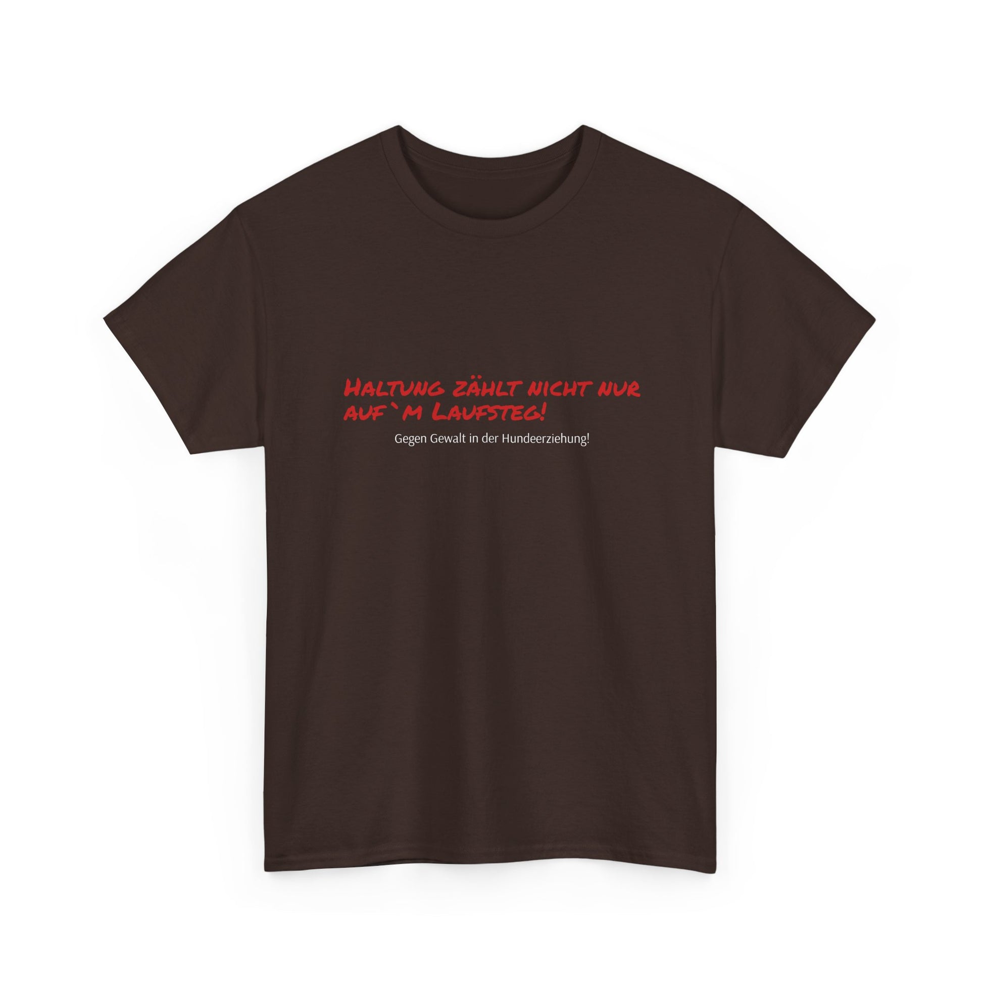 T-Shirt Baumwolle Gegen Gewalt in der Hundeerziehung braun.