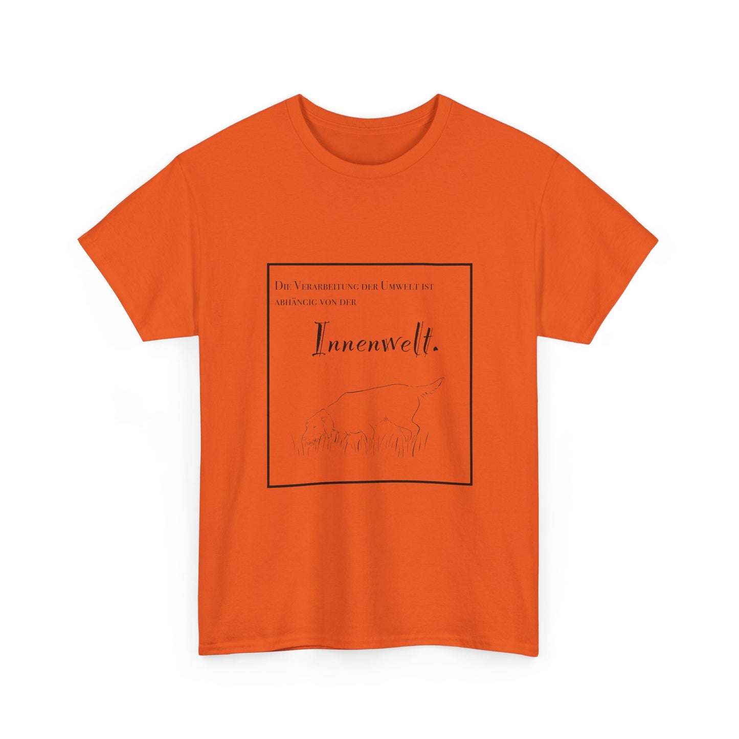 T-Shirt Baumwolle Statement und Zeichnung Jagdhund orange.