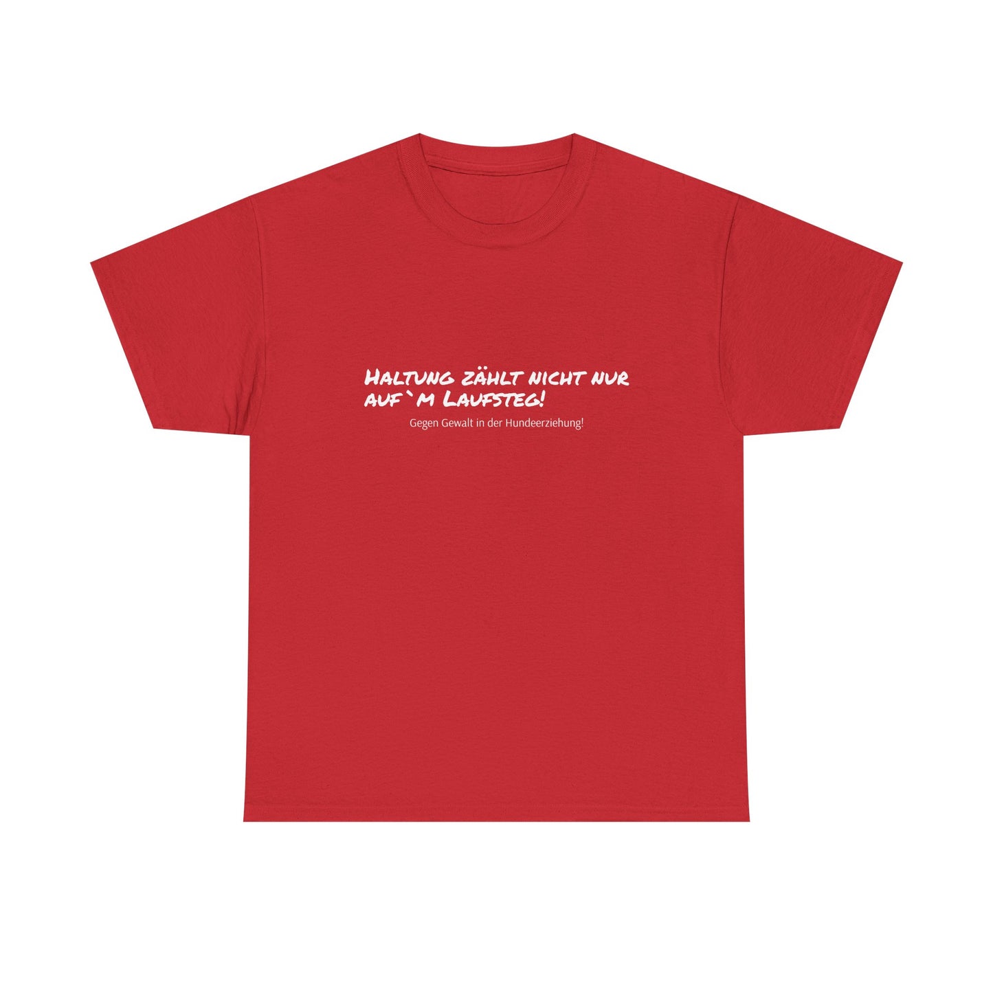 T-Shirt Baumwolle Gegen Gewalt in der Hundeerziehung rot.