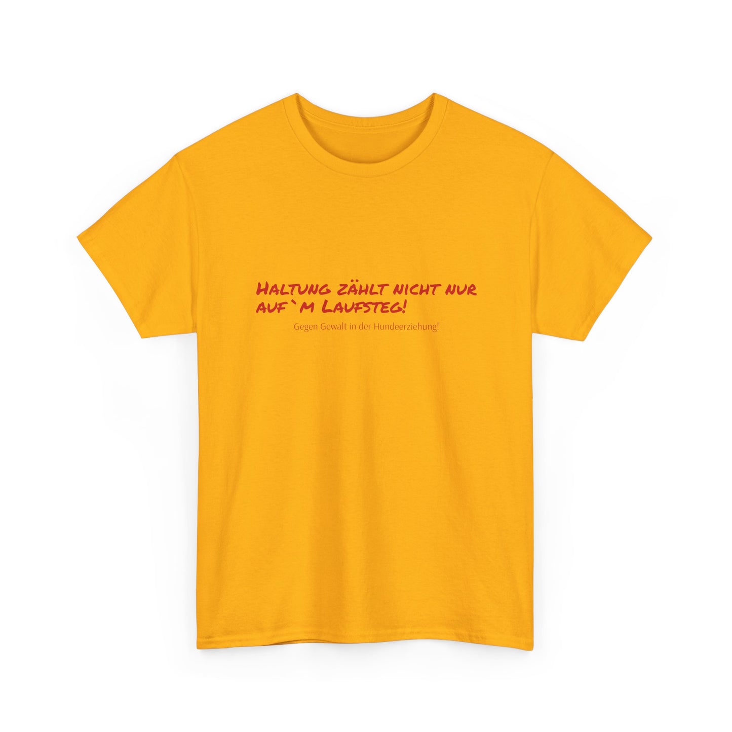 T-Shirt Baumwolle Gegen Gewalt in der Hundeerziehung gelb.