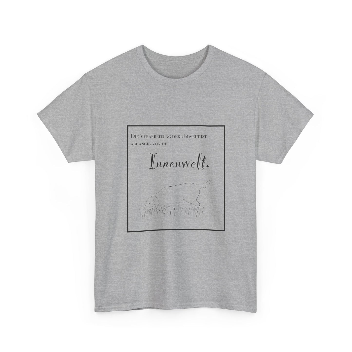 T-Shirt Baumwolle Statement und Zeichnung Jagdhund grau.