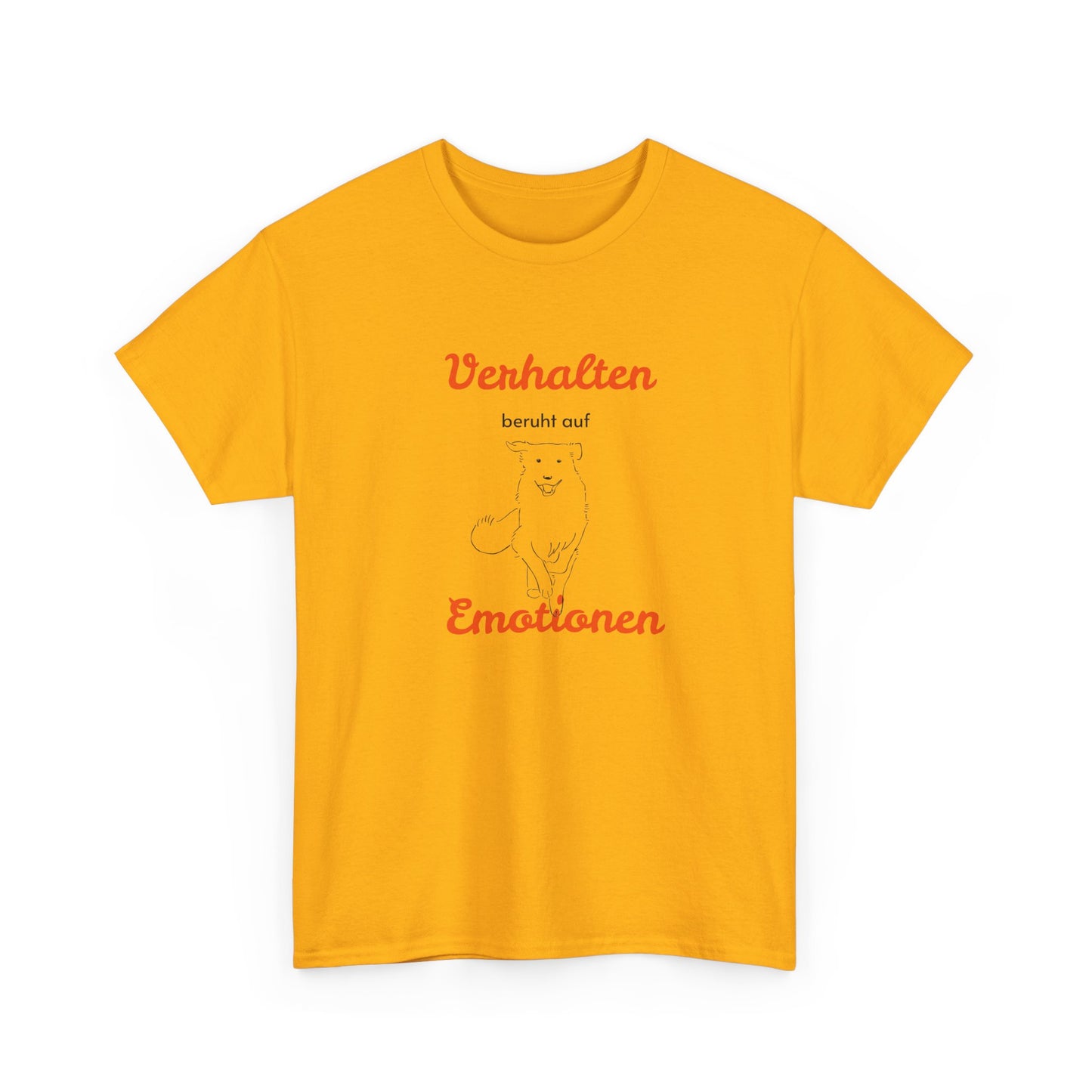 T-Shirt Baumwolle Verhalten beruht auf Emotionen in gelb.