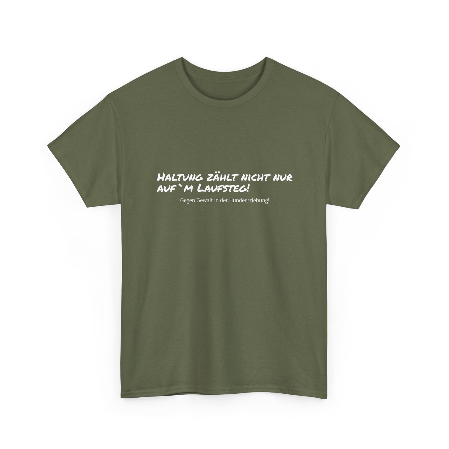 T-Shirt Baumwolle Gegen Gewalt in der Hundeerziehung jägergrün.