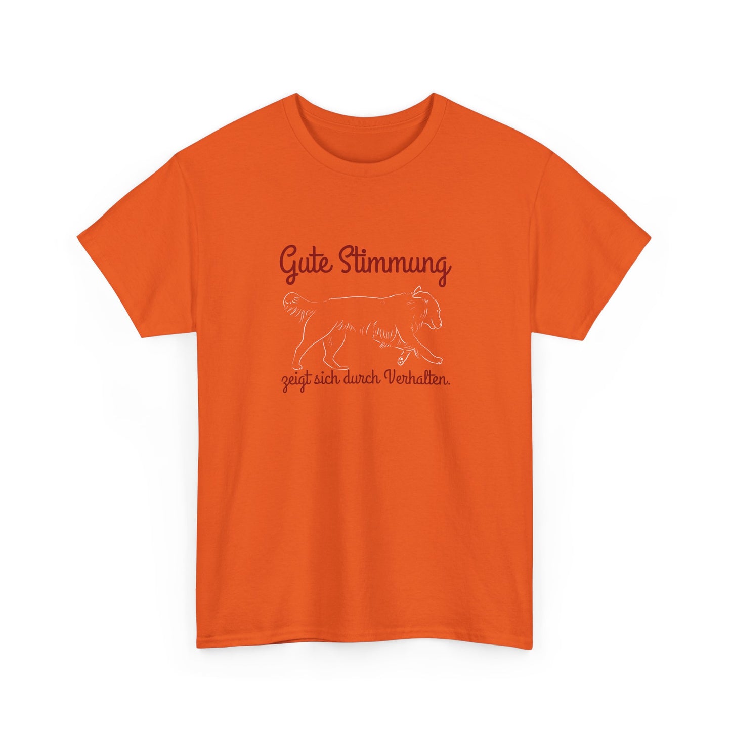 T-Shirt Baumwolle Gute Stimmung zeigt sich durch Verhalten orange.