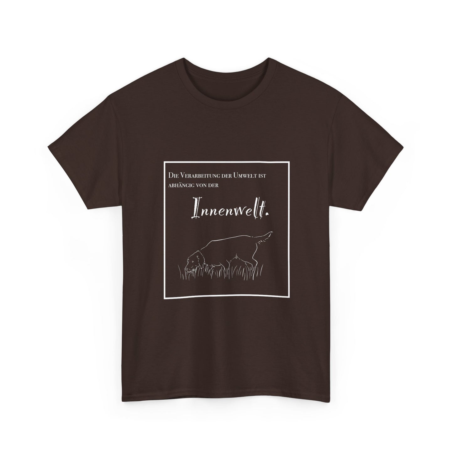 T-Shirt Baumwolle Statement und Zeichnung Jagdhund braun.