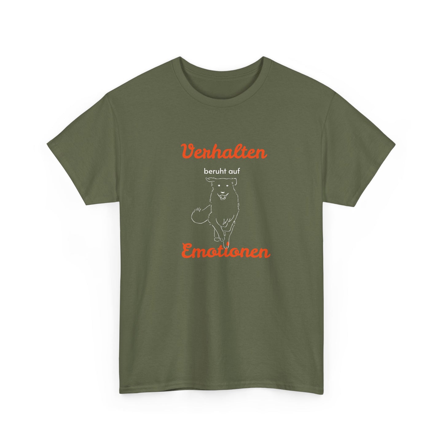 T-Shirt Baumwolle Verhalten beruht auf Emotionen in jagdgrün.