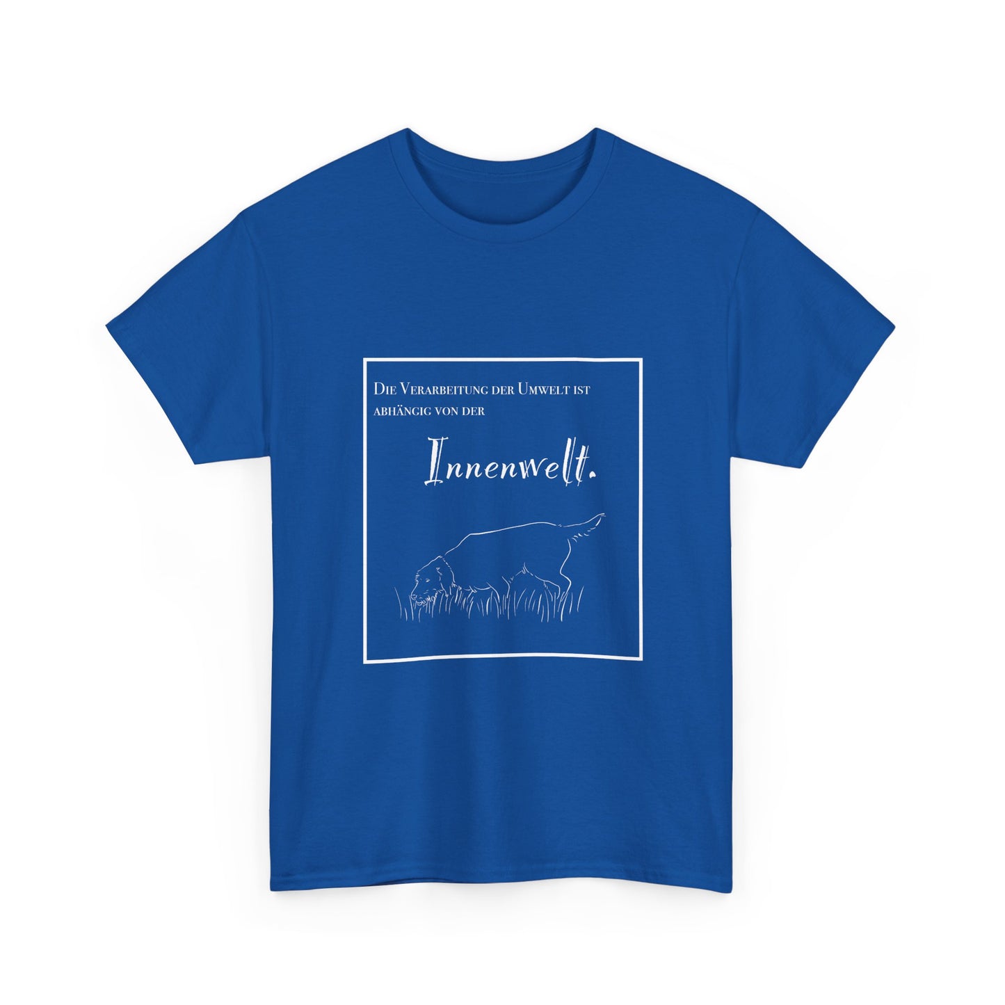 T-Shirt Baumwolle Statement und Zeichnung Jagdhund blau