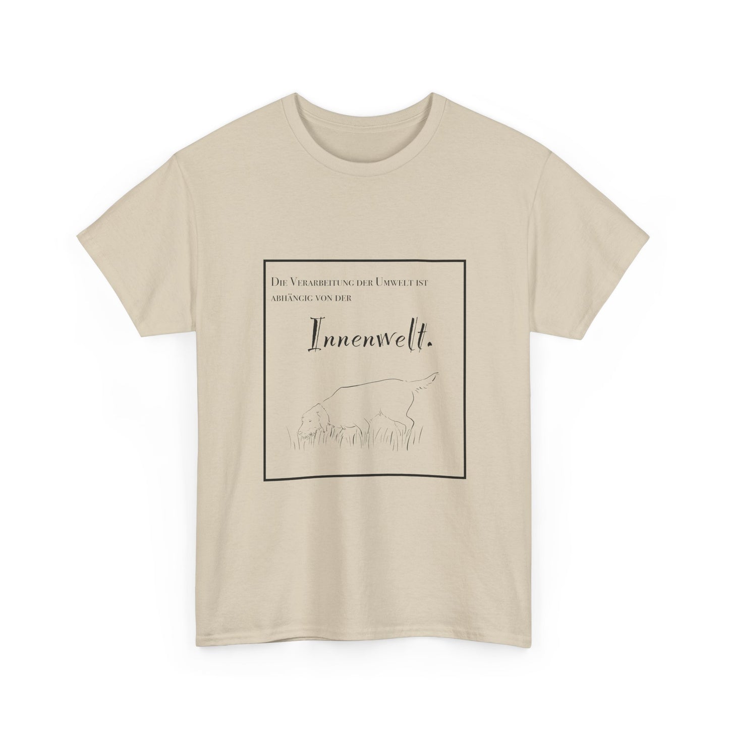 T-Shirt Baumwolle Statement und Zeichnung Jagdhund sand.