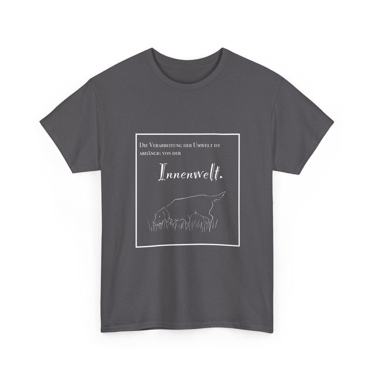 T-Shirt Baumwolle Statement und Zeichnung Jagdhund grau.