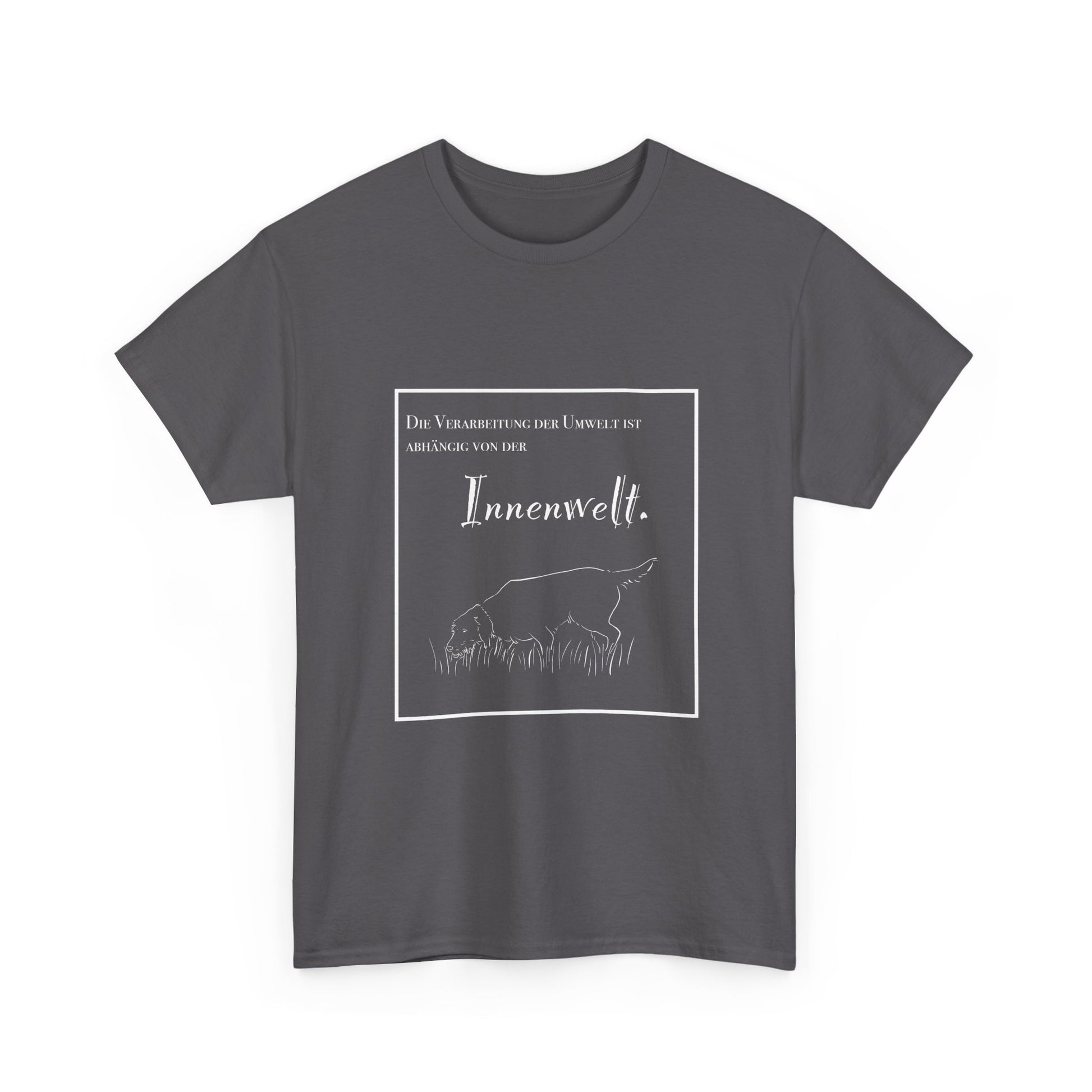 T-Shirt Baumwolle Statement und Zeichnung Jagdhund grau.
