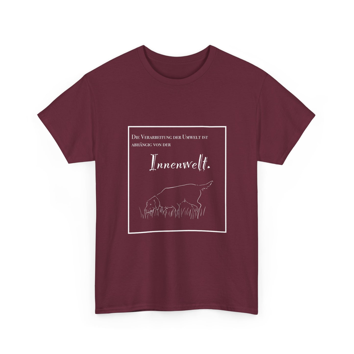 T-Shirt Baumwolle Statement und Zeichnung Jagdhund burgunderrot.