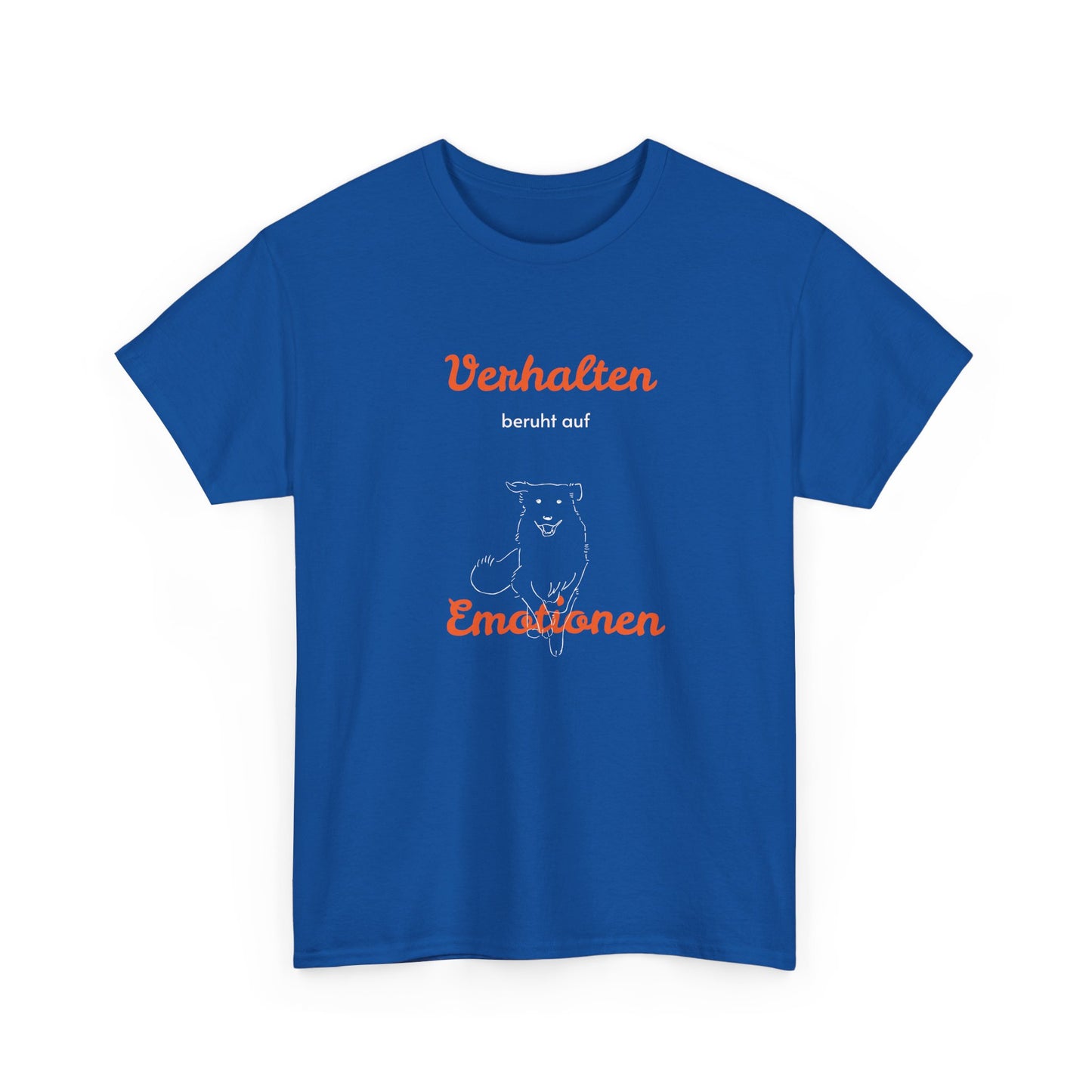 T-Shirt Baumwolle Verhalten beruht auf Emotionen in blau.