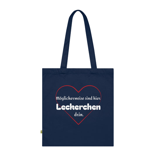 Baumwolltasche Möglicherweise sind hier Leckerchen drin blau.