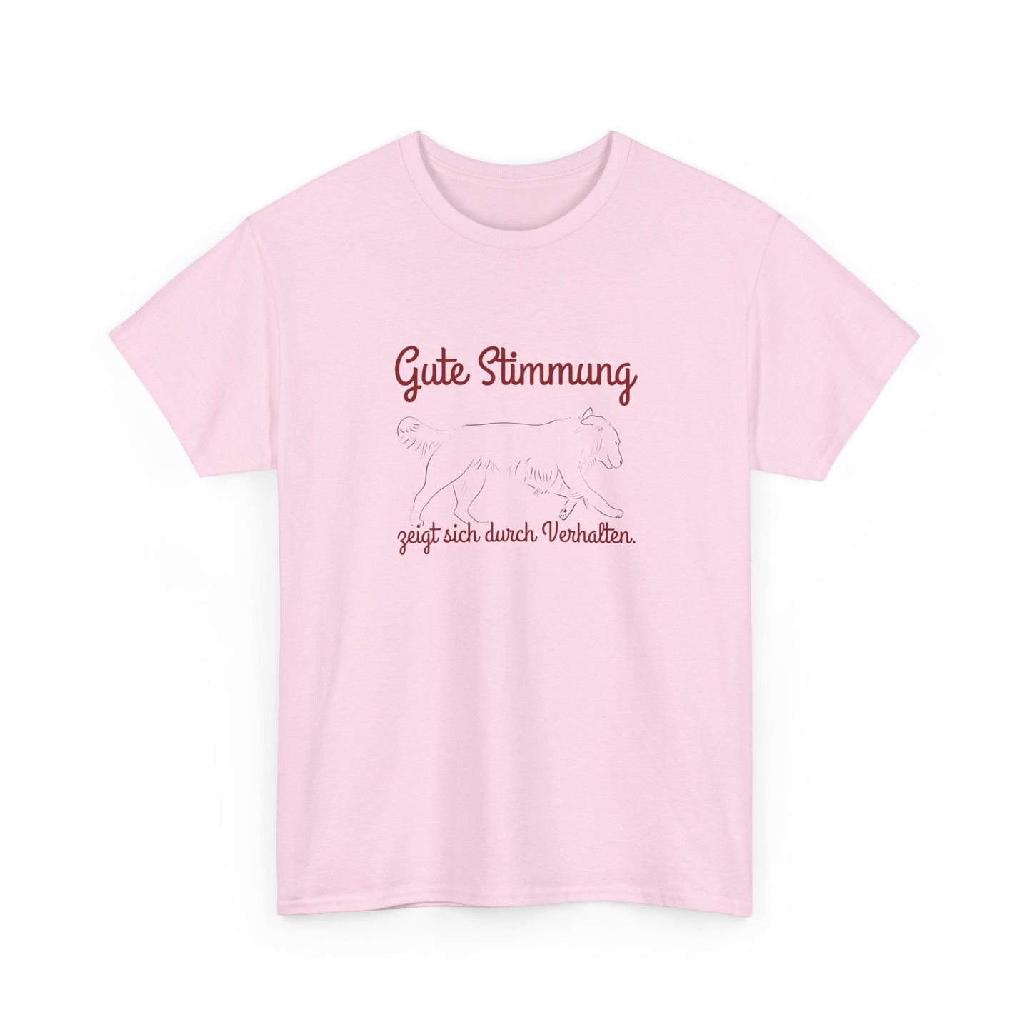 T-Shirt Baumwolle Gute Stimmung zeigt sich durch Verhalten rosa.