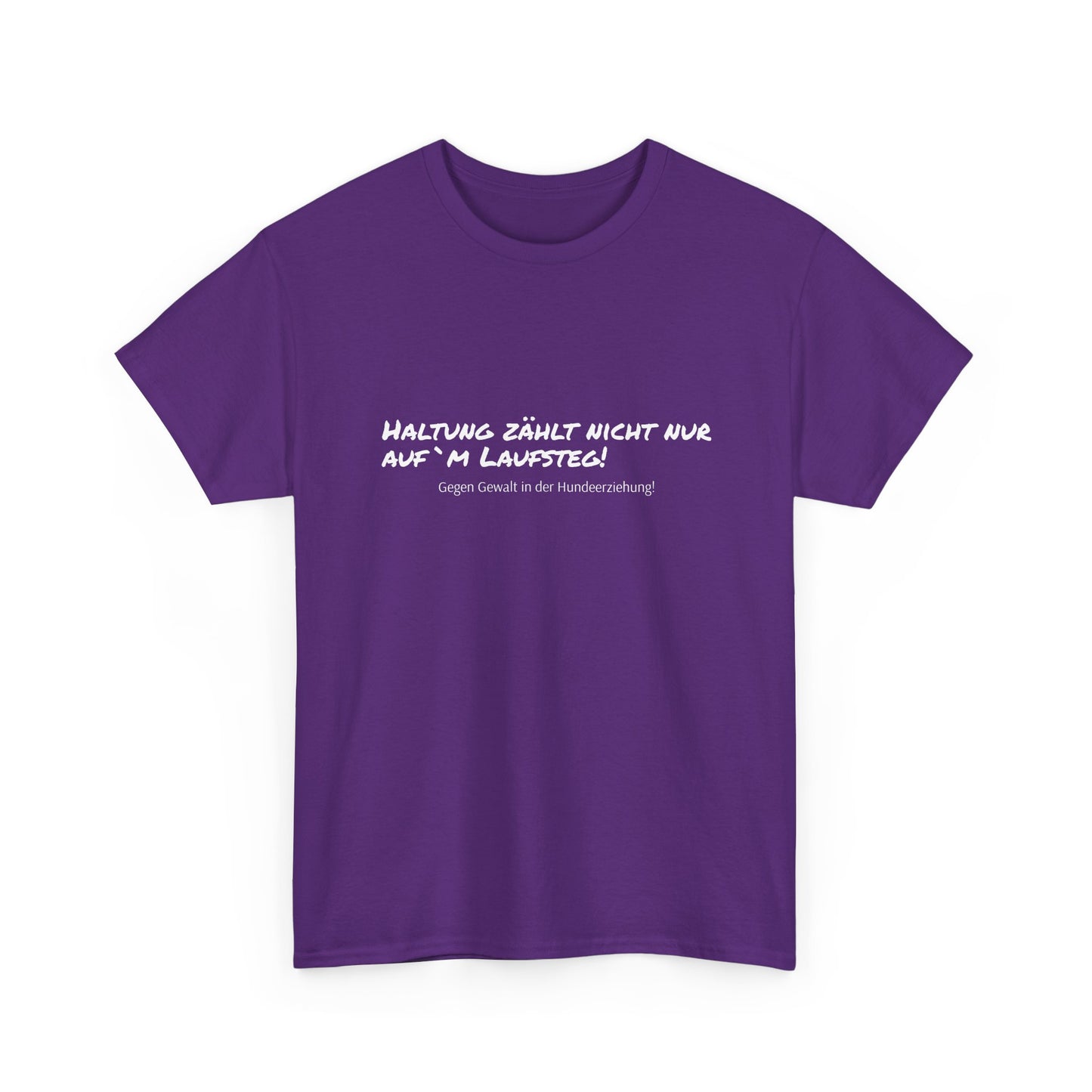 T-Shirt Baumwolle Gegen Gewalt in der Hundeerziehung lila.