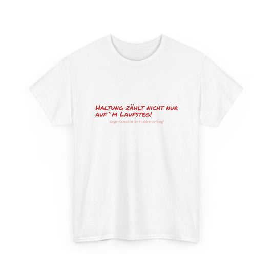 T-Shirt Baumwolle Gegen Gewalt in der Hundeerziehung weiß.