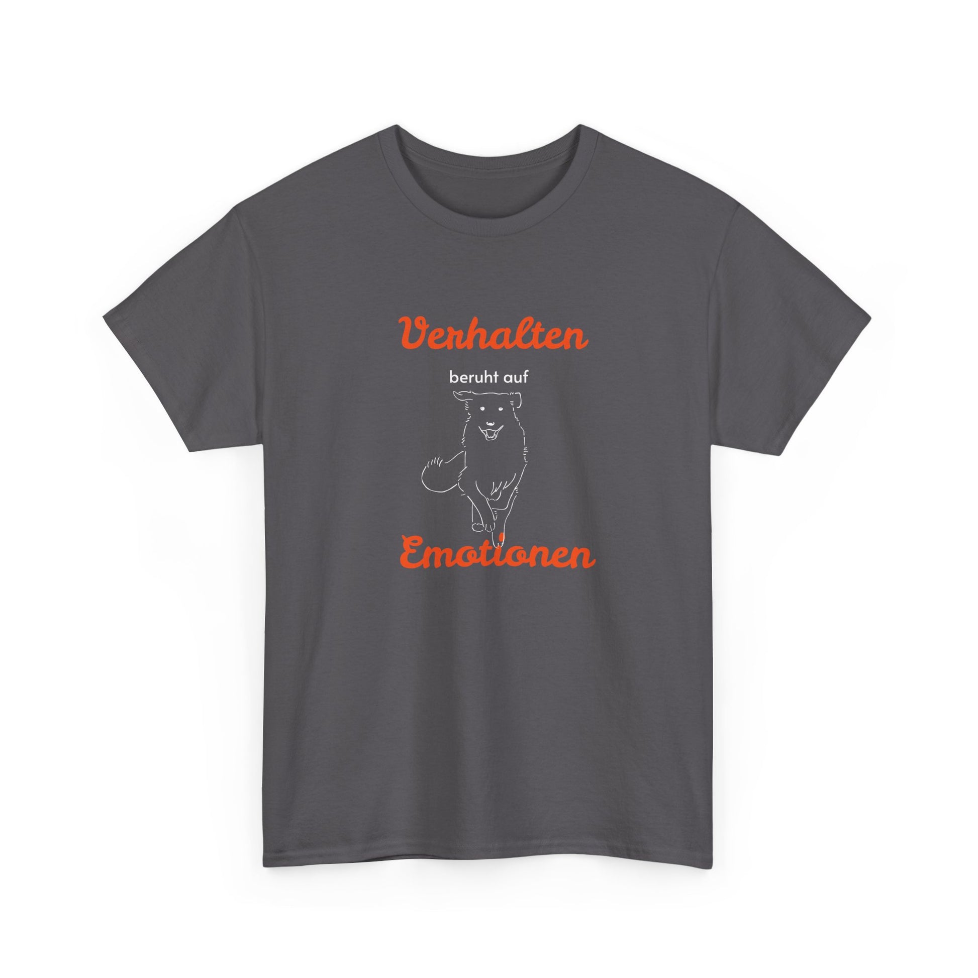T-Shirt Baumwolle Verhalten beruht auf Emotionen in grau.