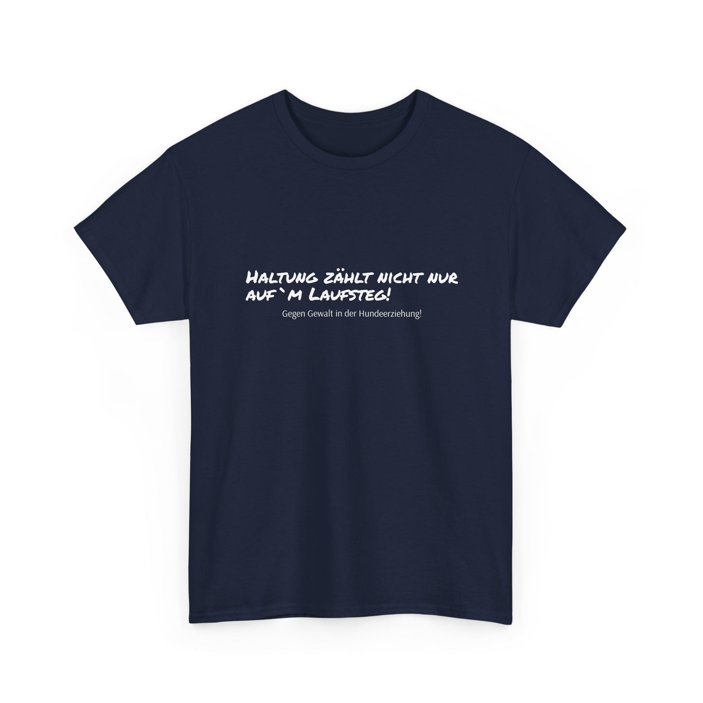 T-Shirt Baumwolle Gegen Gewalt in der Hundeerziehung navy.