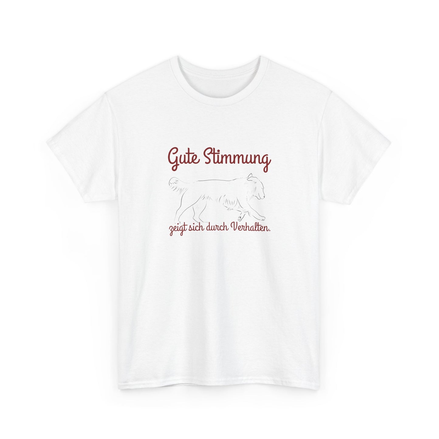 T-Shirt Baumwolle Gute Stimmung zeigt sich durch Verhalten weiß.