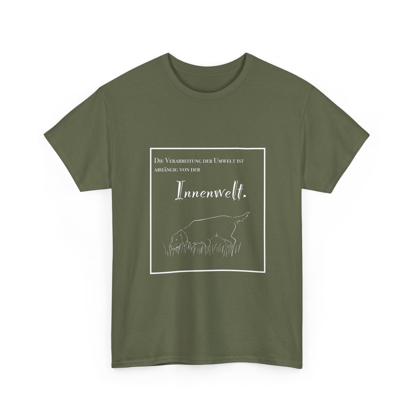 T-Shirt Baumwolle Statement und Zeichnung Jagdhund jagdgrün.
