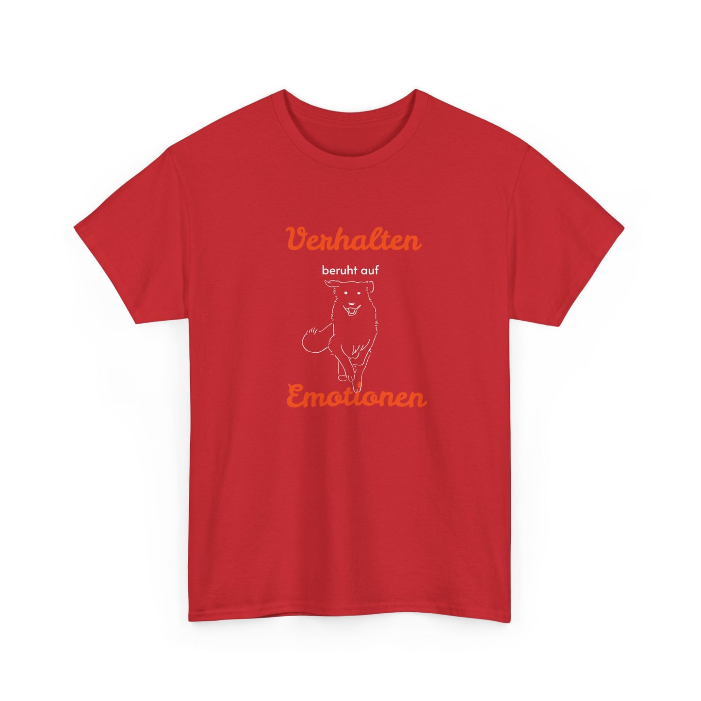 T-Shirt Baumwolle Verhalten beruht auf Emotionen in rot.