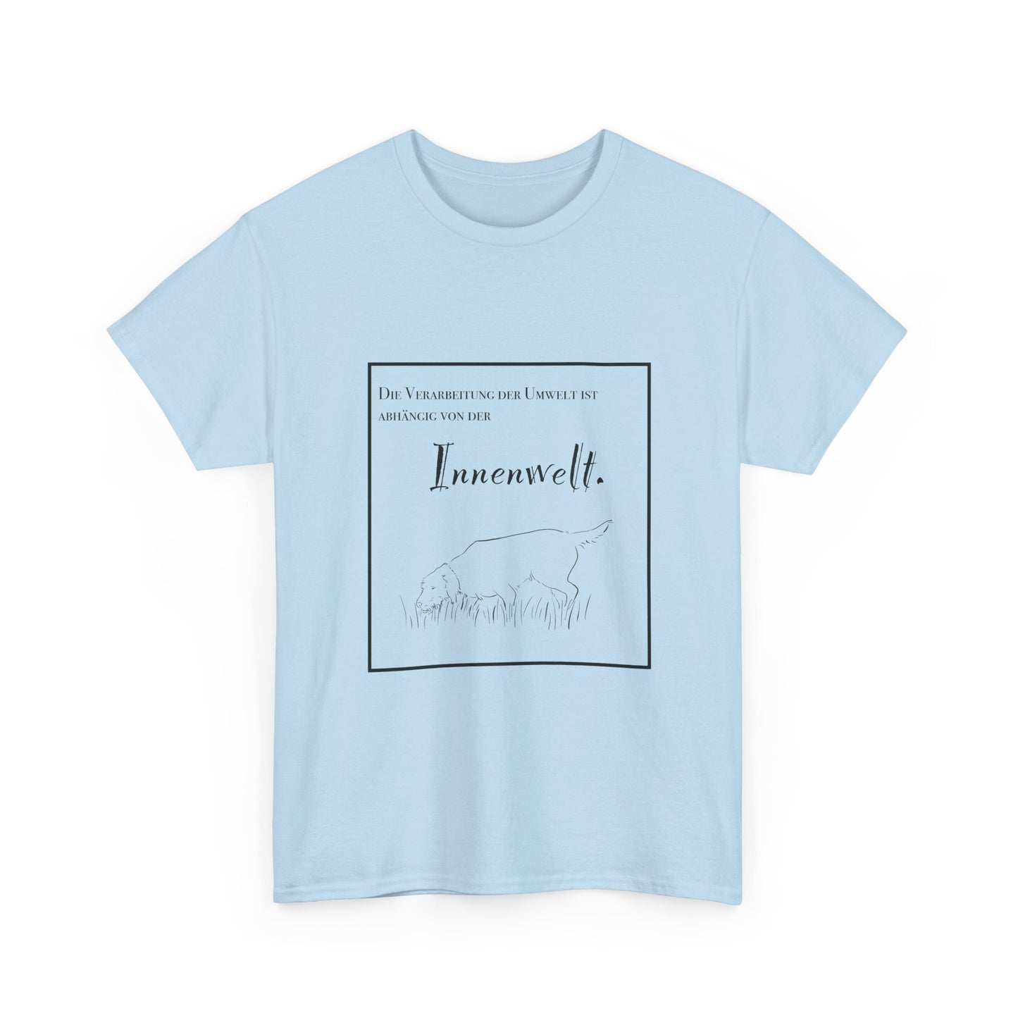 T-Shirt Baumwolle Statement und Zeichnung Jagdhund hellblau