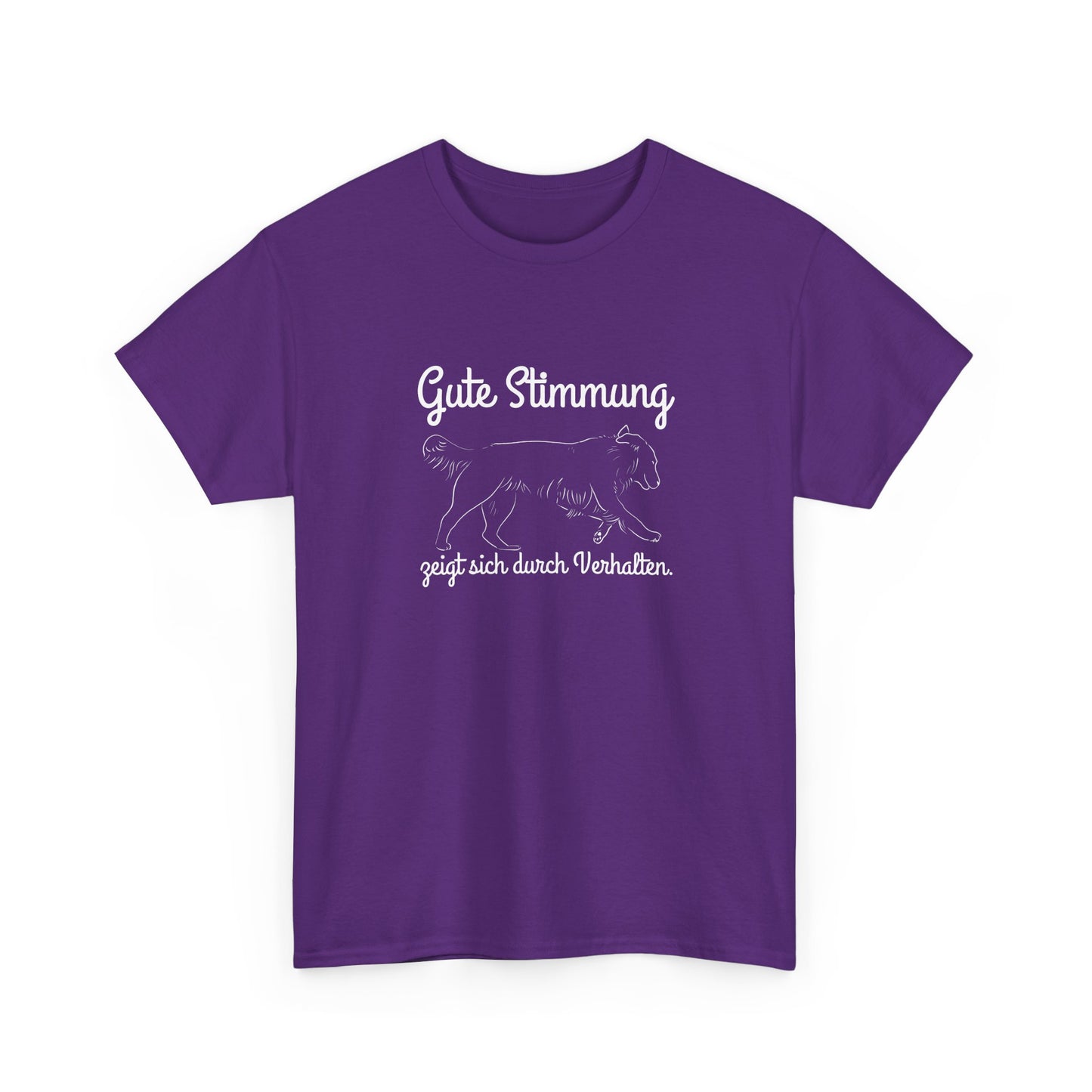 T-Shirt Baumwolle Gute Stimmung zeigt sich durch Verhalten lila.