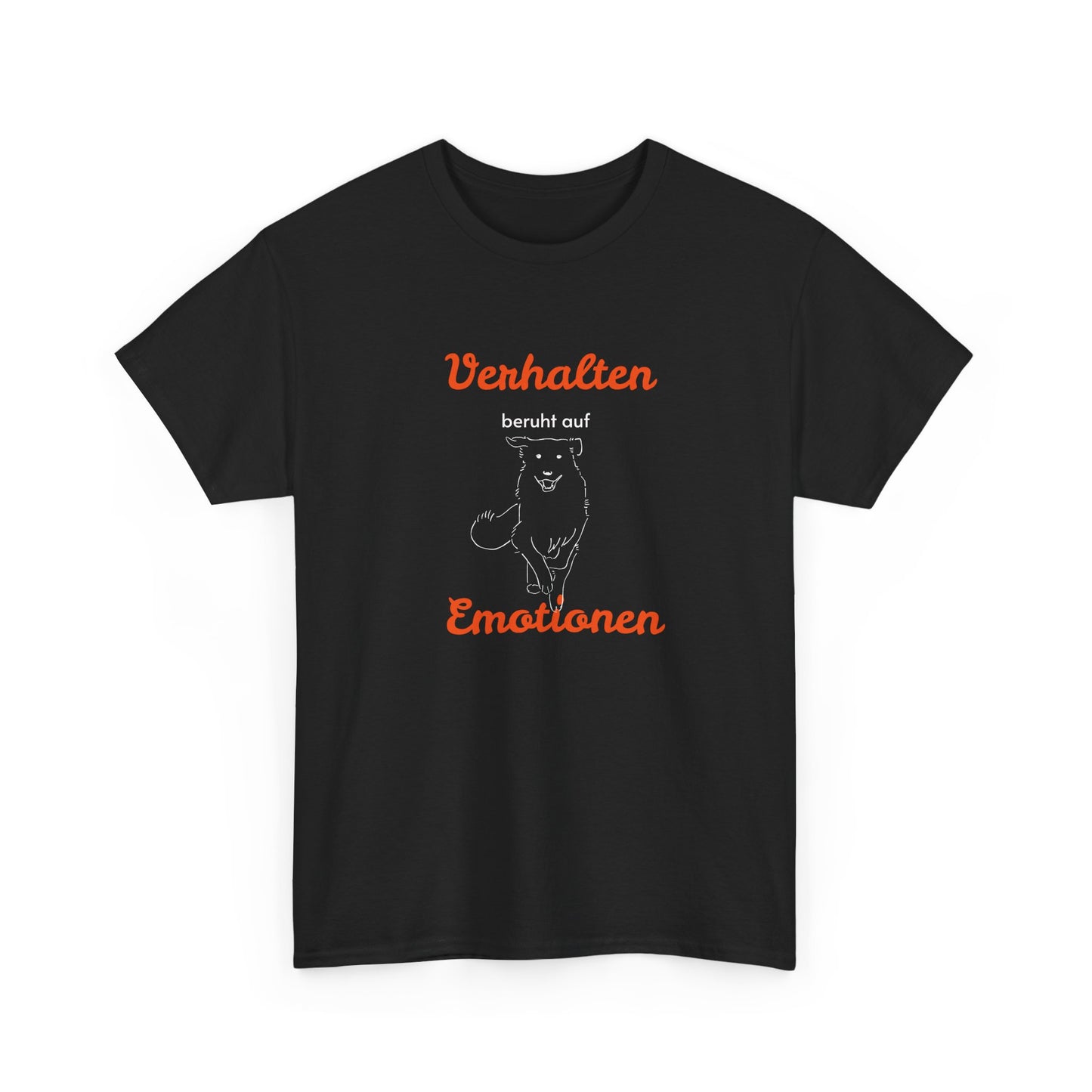 T-Shirt Baumwolle Verhalten beruht auf Emotionen in schwarz.