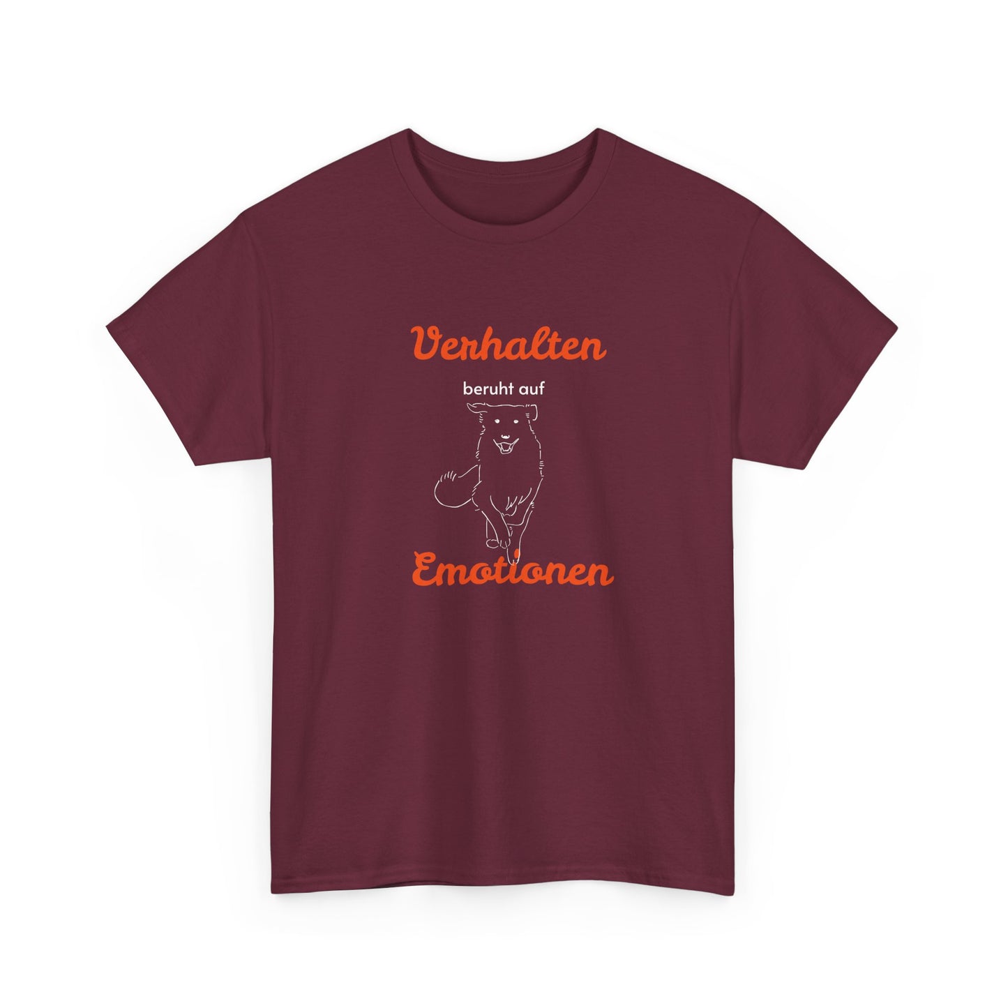 T-Shirt Baumwolle Verhalten beruht auf Emotionen in burgunderrot.