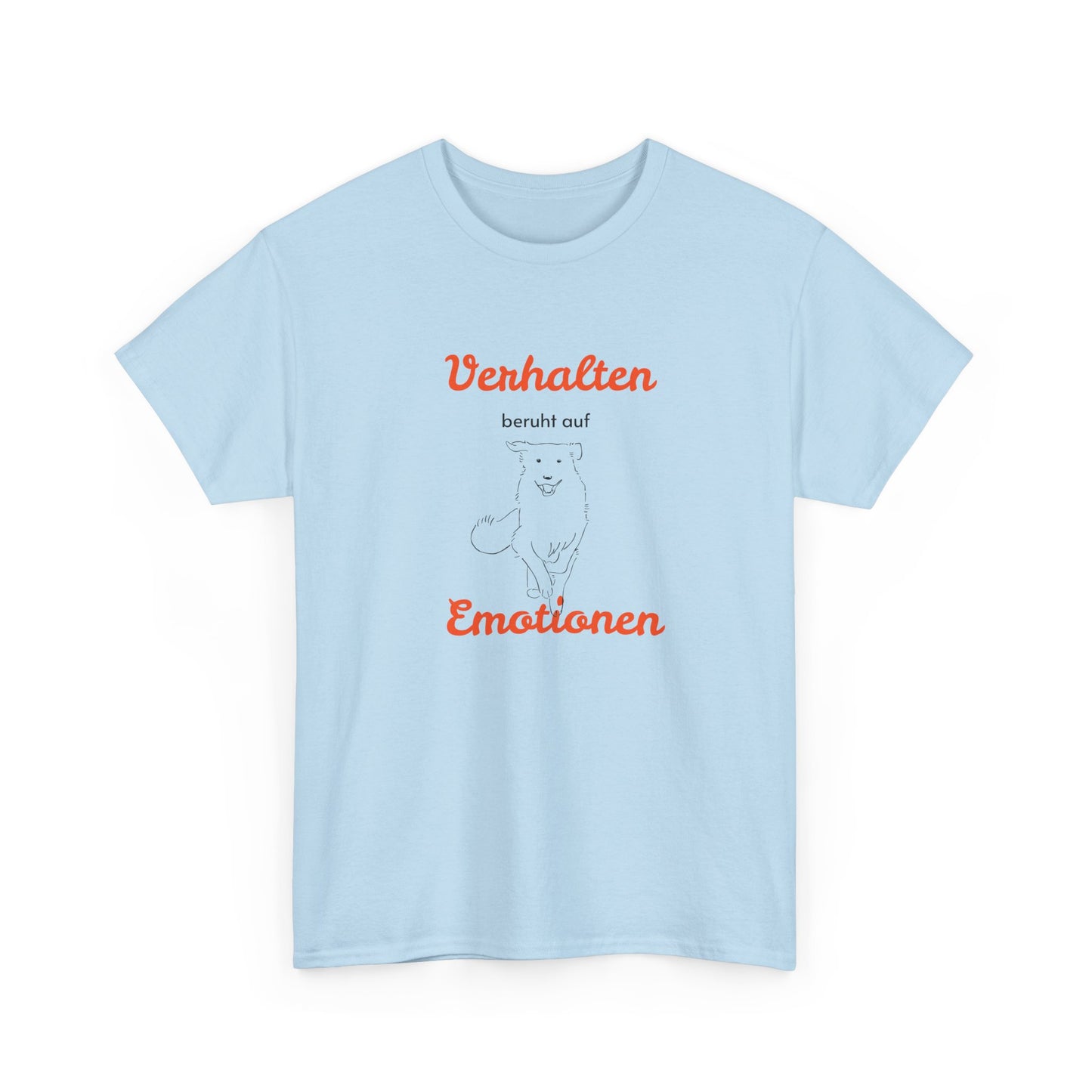T-Shirt Baumwolle Verhalten beruht auf Emotionen in hellblau.