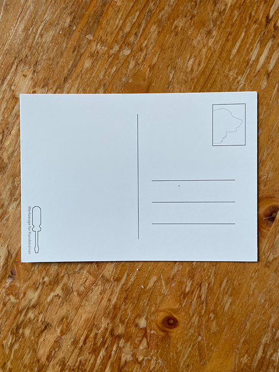Postkarte Verhalten beruht auf Emotionen mit Foto Hund von hinten.